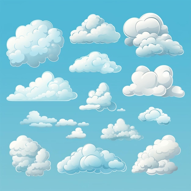 Wolken cartoon in de blauwe hemel