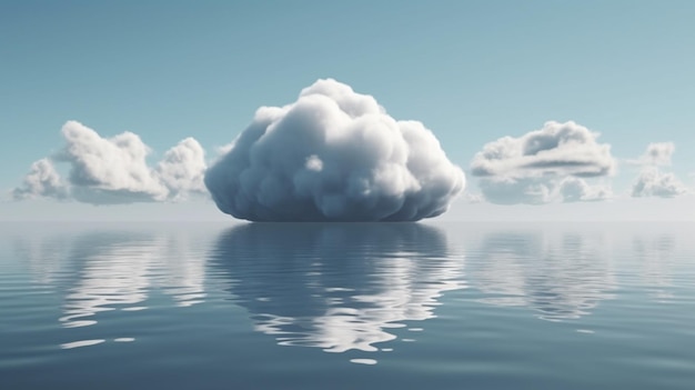 Wolken die in de oceaan drijven met een blauwe lucht op de achtergrond