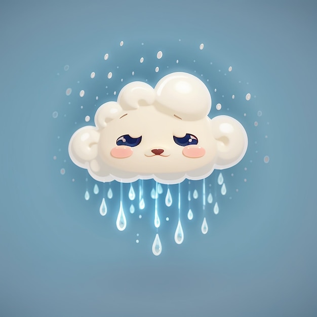 wolken huilen met regen cartoon vector icoon illustratie object natuur icoon concept geïsoleerd