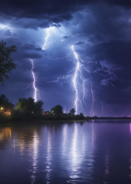 Wolken in de lucht bliksemflitsen ai