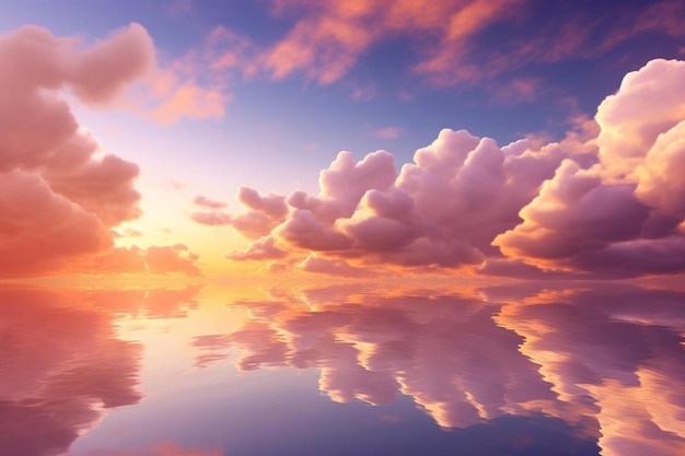 wolken in de lucht en waterreflectie