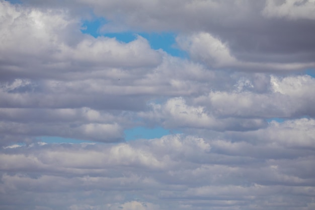 Wolken met exotische langwerpige vorm op blauwe hemelachtergrond