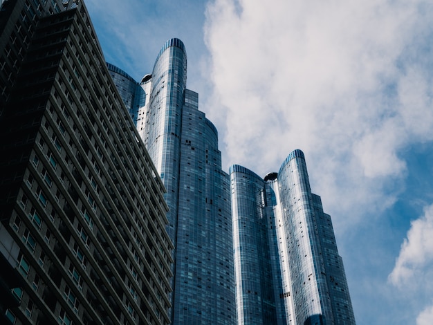 Wolkenkrabbers in New York Close-up van hoge gebouwen