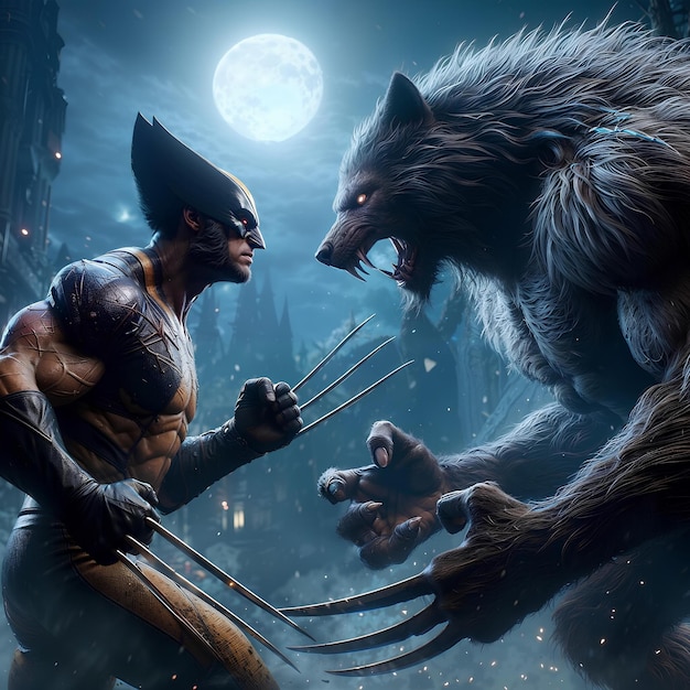 Wolverine about to have a pitched battle against the most beastly werewolf