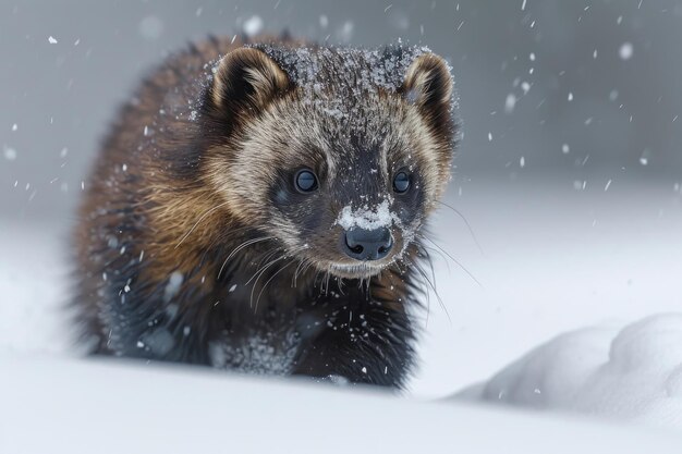 a wolverine exhibits stealth in the pristine alpine snow