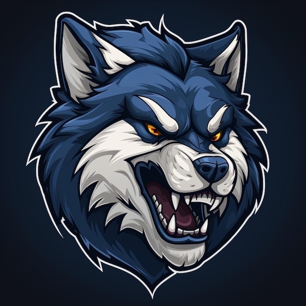 Wolves head and wolf icon sticker art illustration and esports mascot logo concept