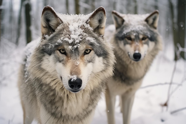 Foto lupi coperti di neve