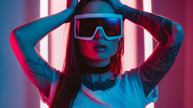 Photo woman in 3d glasses