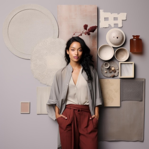 Woman Admiring Artwork in Front of Wall