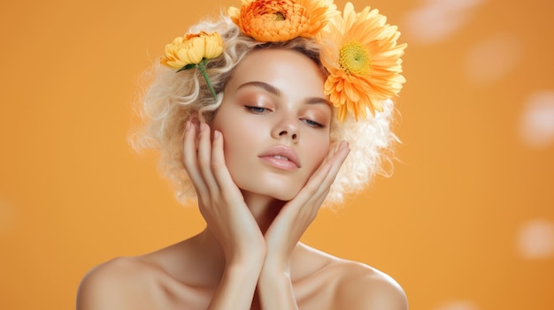 Woman Adorned With Flower Crown