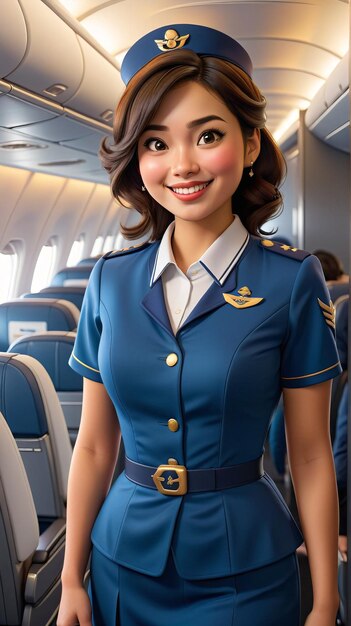 a woman in an airplane cabin