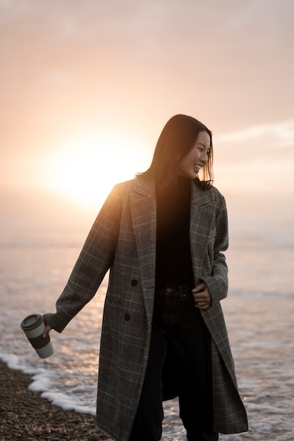 Woman alone on the beach