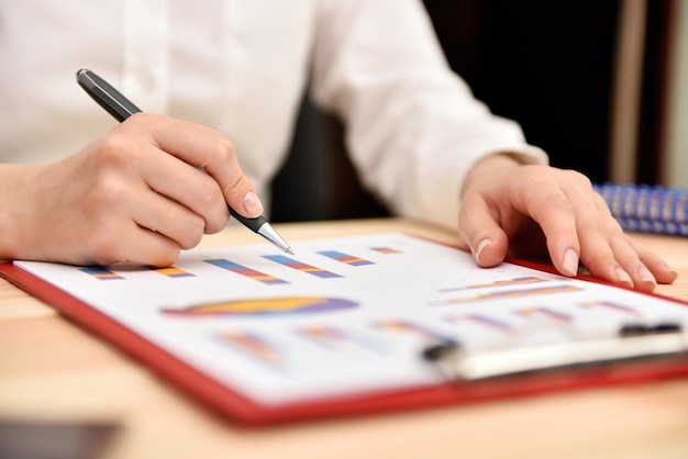 Woman analyzing income charts