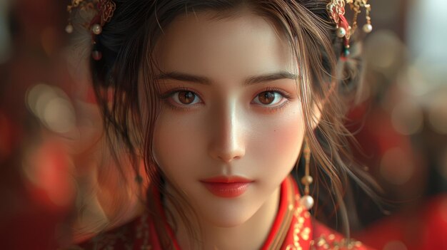 고대 중국 의상을 입은 여성, 공주와 미녀, 비디오 게임용 아트워크, 디지털 CG 컨셉 일러스트레이션, 현실적인 만화 배경 및 캐릭터 디자인