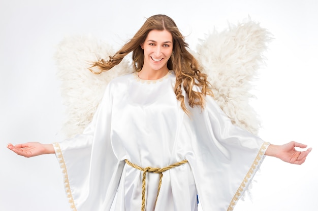 Woman in angel costume