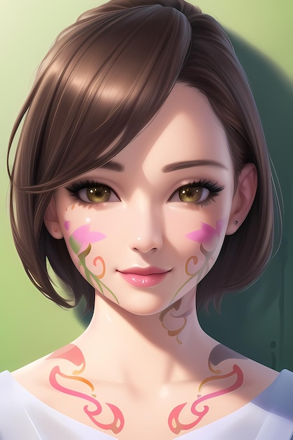 Woman anime digital painting illustration