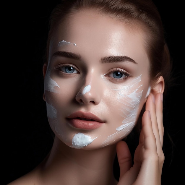 Photo woman applying face mask