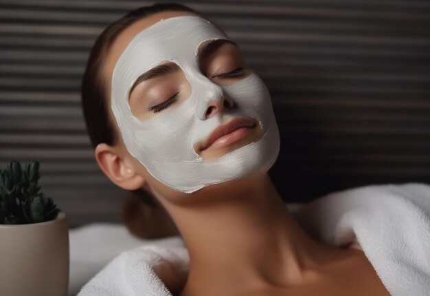 Woman applying Facial clay Mask