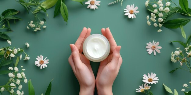 Photo woman applying lotion to hands focusing on the beauty of selfcare