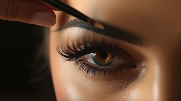 A woman applying makeup to her eye.