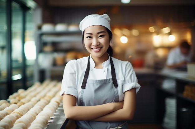 a woman in an apron that says  shes a chef