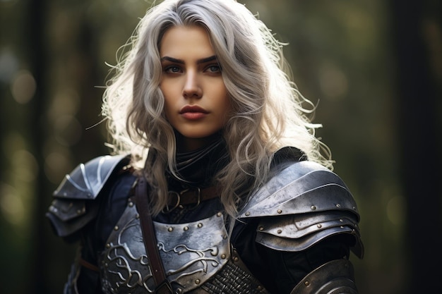 Premium AI Image | a woman in armor with a chain mail