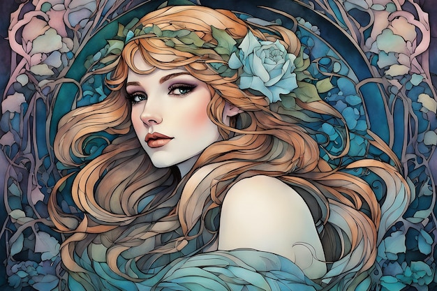 Photo woman in art nouveau style