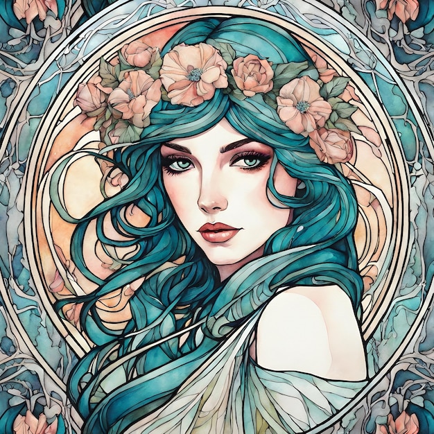 Photo woman in art nouveau style