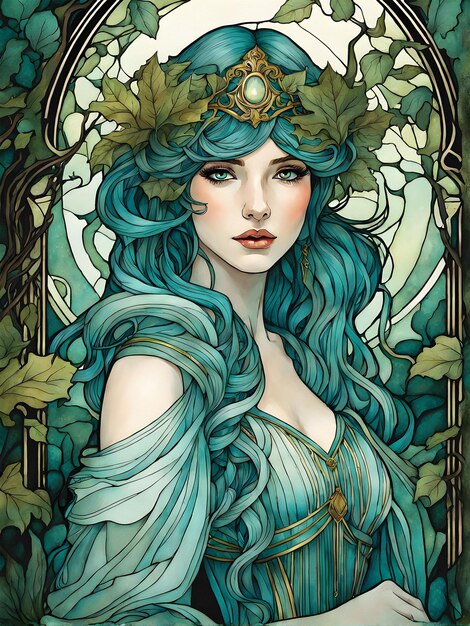 Foto donna in stile art nouveau