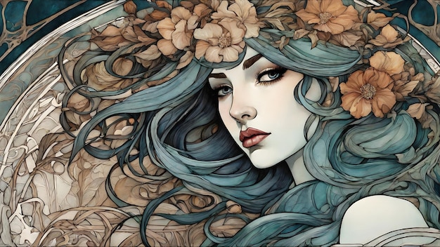 Photo woman in art nouveau style