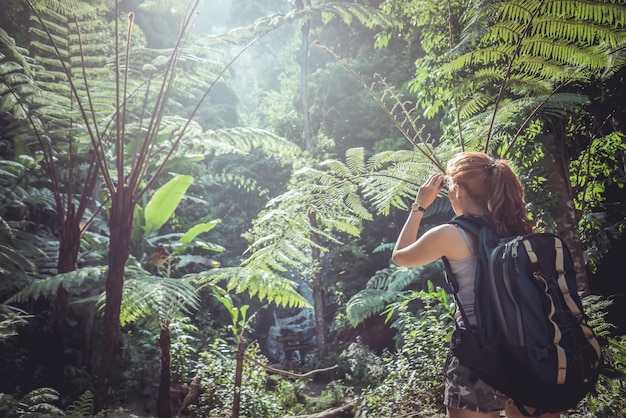 woman asia travelers travel nature Forests, mountains. chiangmai doiinthanon Thailand