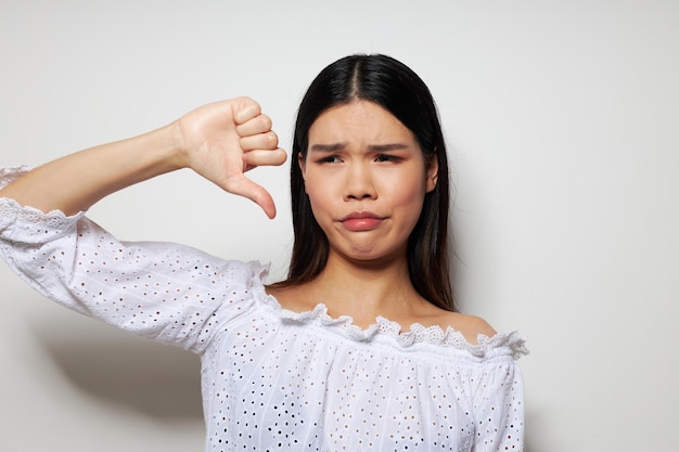 Woman asian appearance posing lifestyle light background