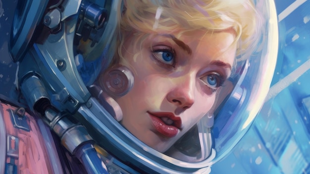 Woman astronaut in deep space