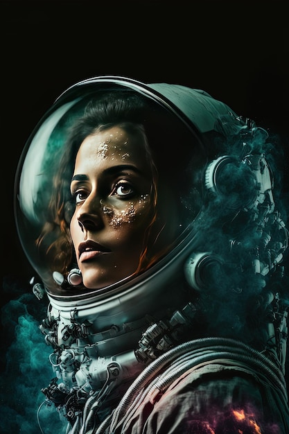 Woman Astronaut in Nebula Galaxies Photography