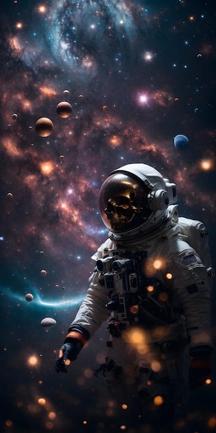 A woman astronaut in a space suit wearing a helmet ai portrait