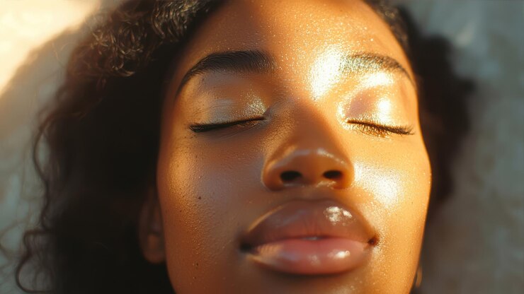 Woman Basking in Warm Sunlight With Closed Eyes Embracing Tranquility and Warmth in a Serene Moment of Peace Generative AI