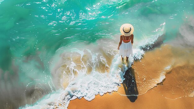 Woman on beach in summer day