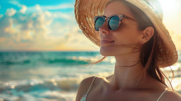 Woman on beach in summer