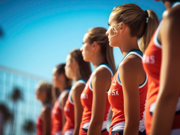 Woman beach volleyball player team