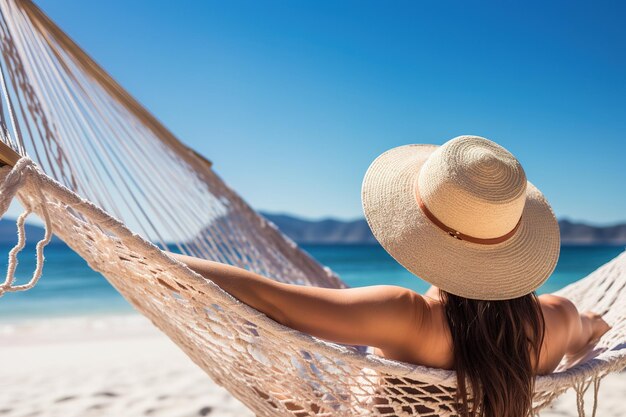 woman at the beach with hat