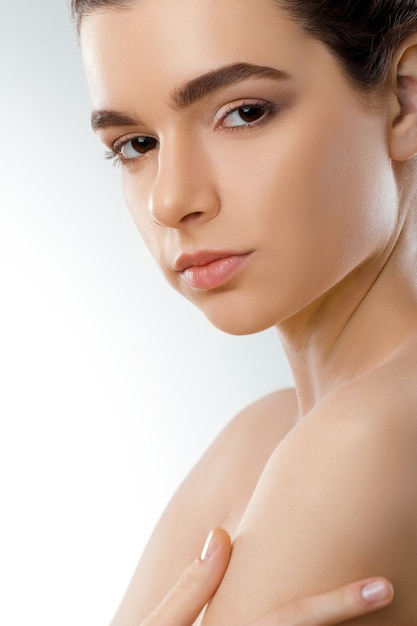 Woman beautiful portrait with healthy skin and nature make up, beauty female. skin care concept