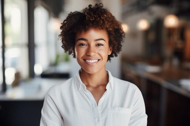 Woman beauty african lifestyle young happy person looking curly black portrait smile female face