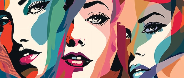 Woman beauty cartoon vintage glamour face art eye abstract hair sexy poster decorative style fashion