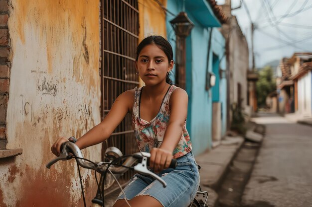 A woman on a bicycle