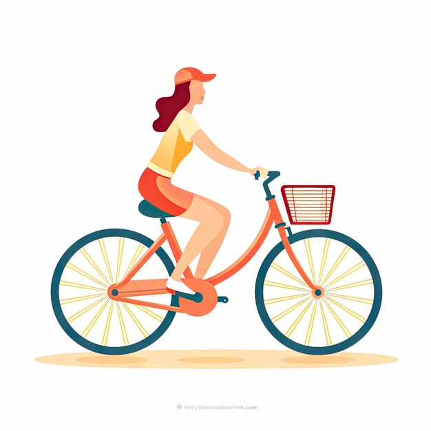 woman bicycles in flat style on white background