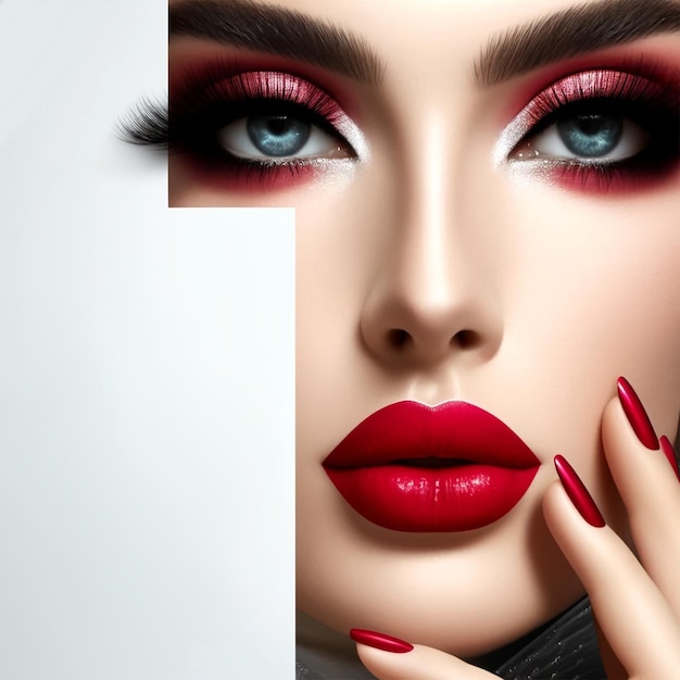 Photo a woman big sale beauty center makeup salon banner and post for social media template design