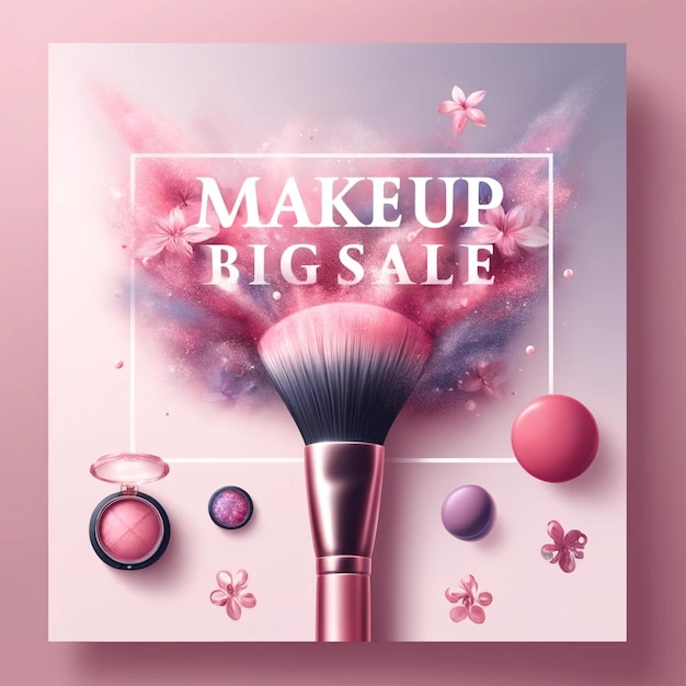 a woman Big sale Beauty center makeup salon banner and post for social media template design