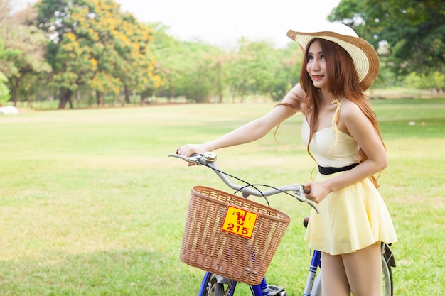 Woman bike handles