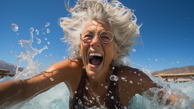 Photo a woman in a bikini is in the water