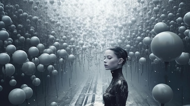A woman in a black dress Generative AI Art